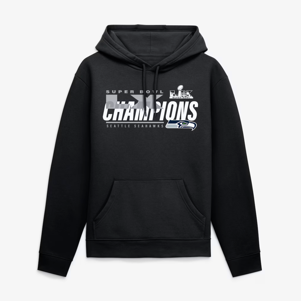 Men's Seattle Seahawks Fanatics Black Super Bowl LX Champions Iconic Victory Hoodie