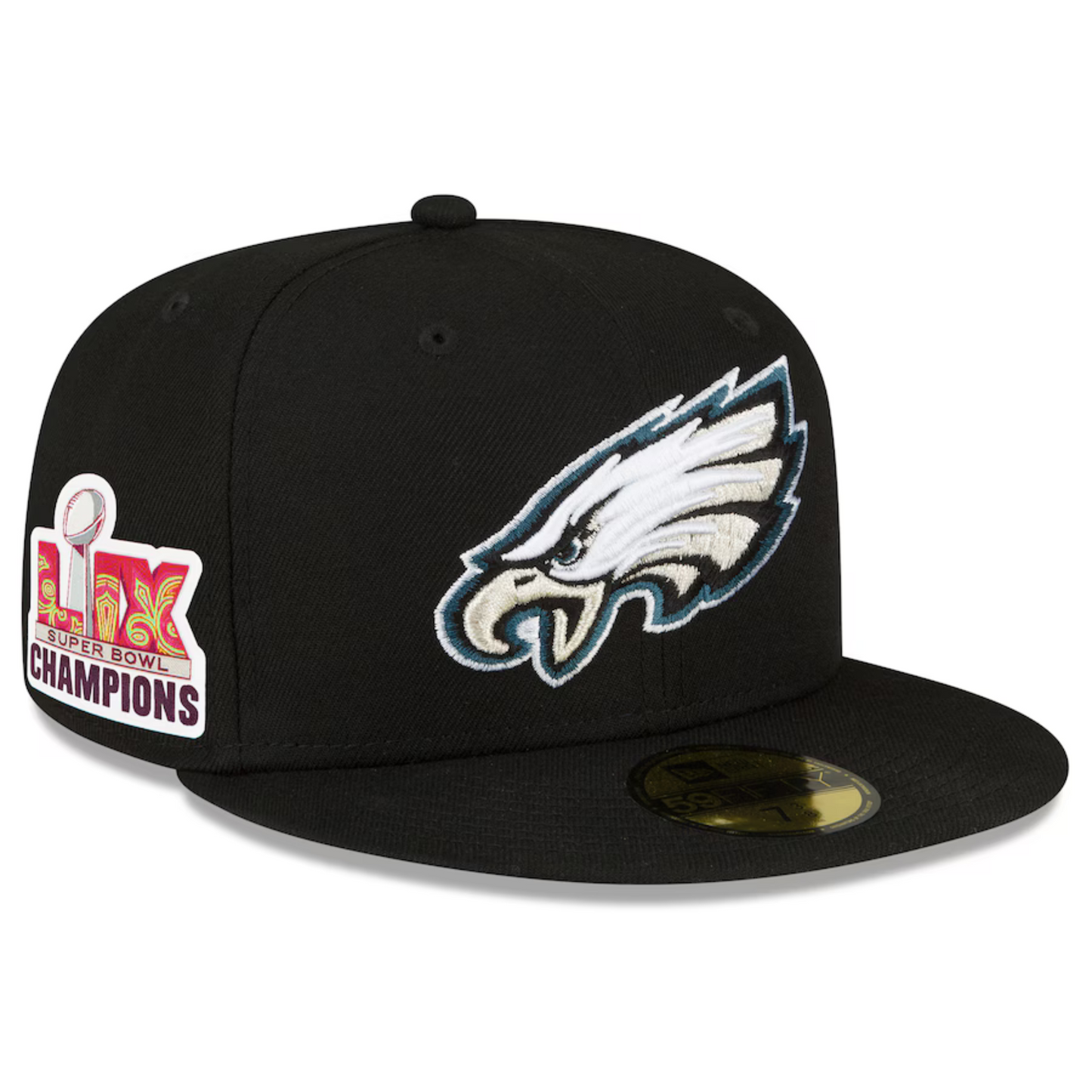 Men's Philadelphia Eagles New Era Black Super Bowl LIX Champions Side Patch 59FIFTY Fitted Hat