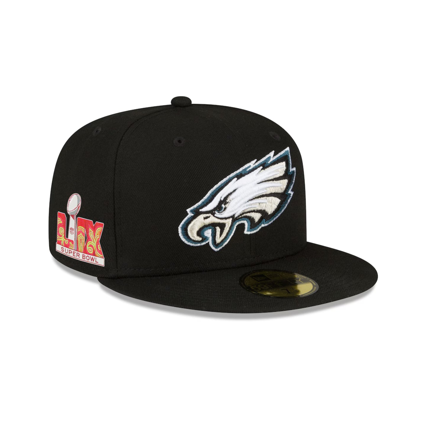 Philadelphia Eagles Men's New Era Black Super Bowl LIX Side Patch 59FIFTY Fitted Hat
