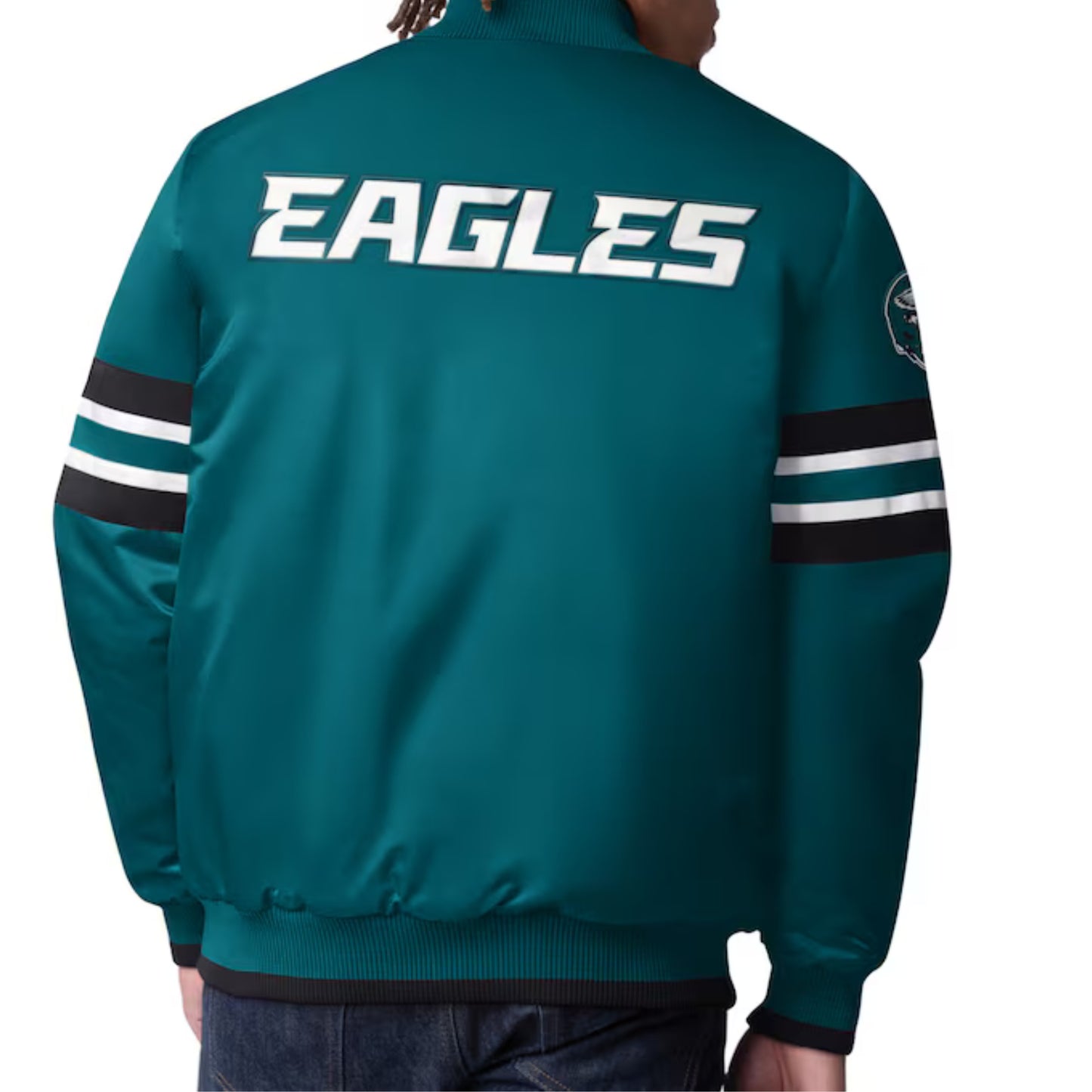 Men's Starter Midnight Green Philadelphia Eagles Scout I Full-Snap Varsity Jacket
