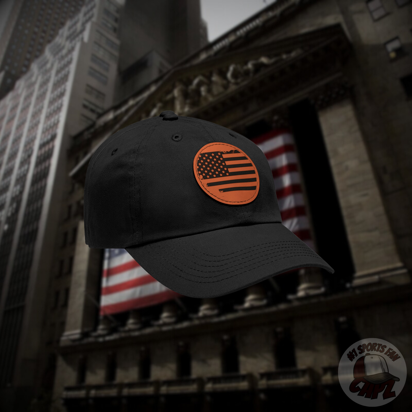 USA Brown Leather Patch Dad Hat
