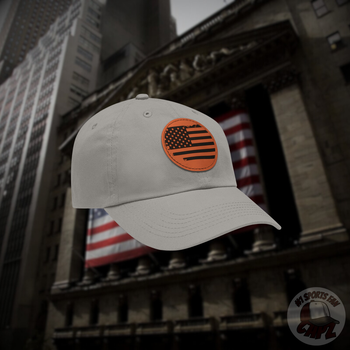 USA Brown Leather Patch Dad Hat
