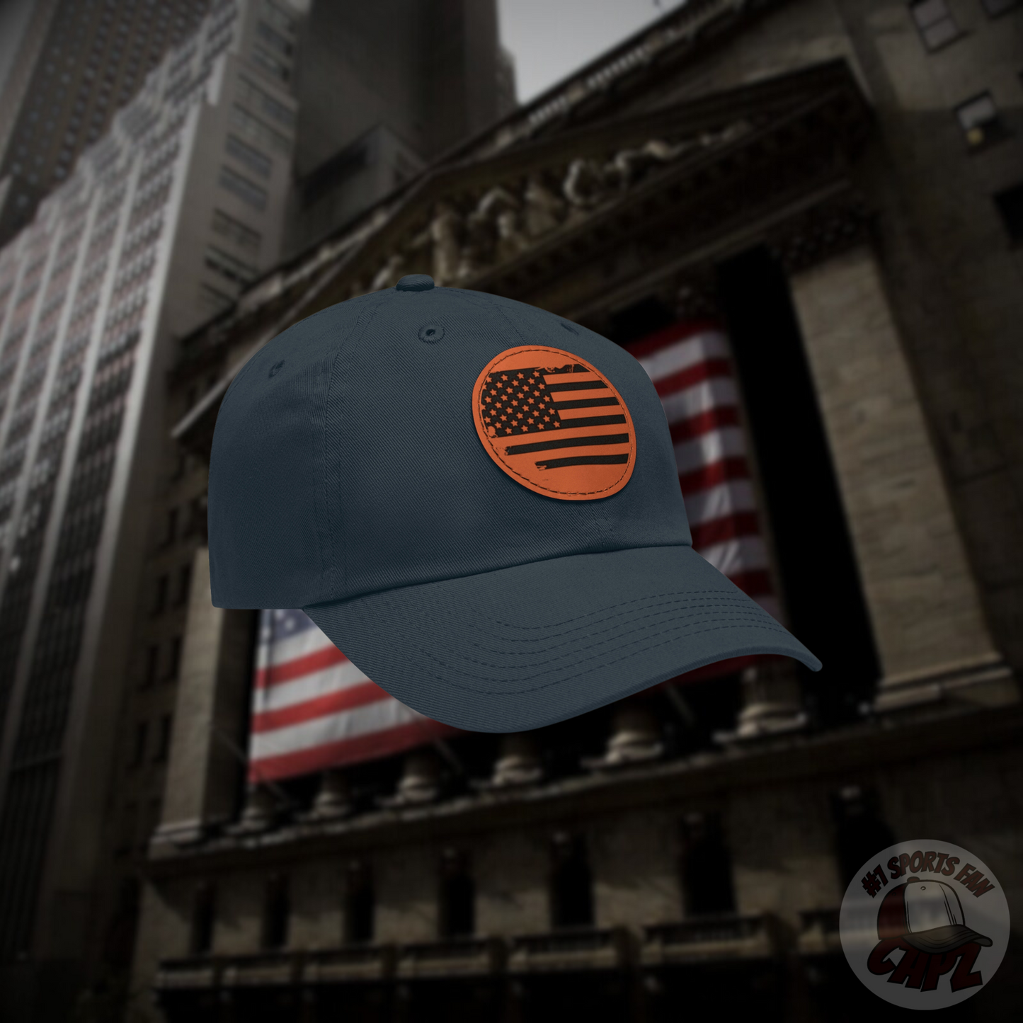 USA Brown Leather Patch Dad Hat