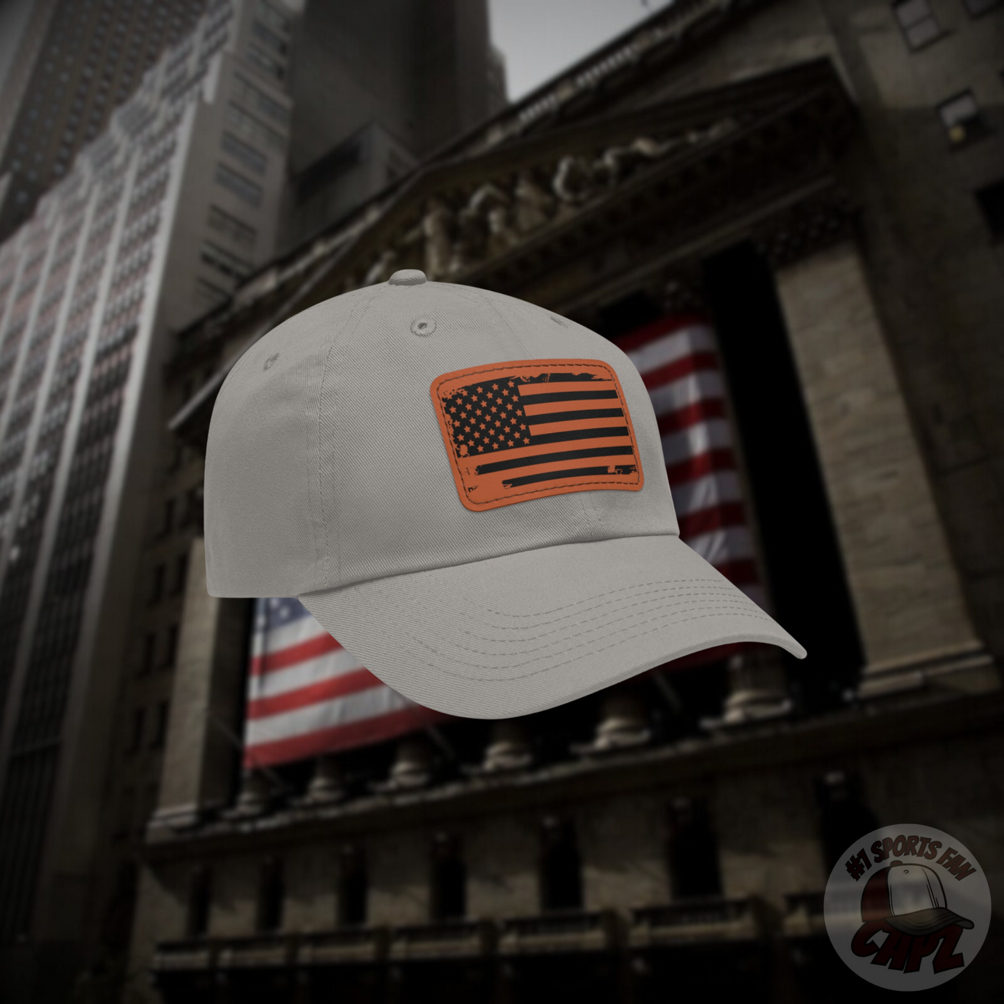USA Brown Leather Patch (square) Dad Hat