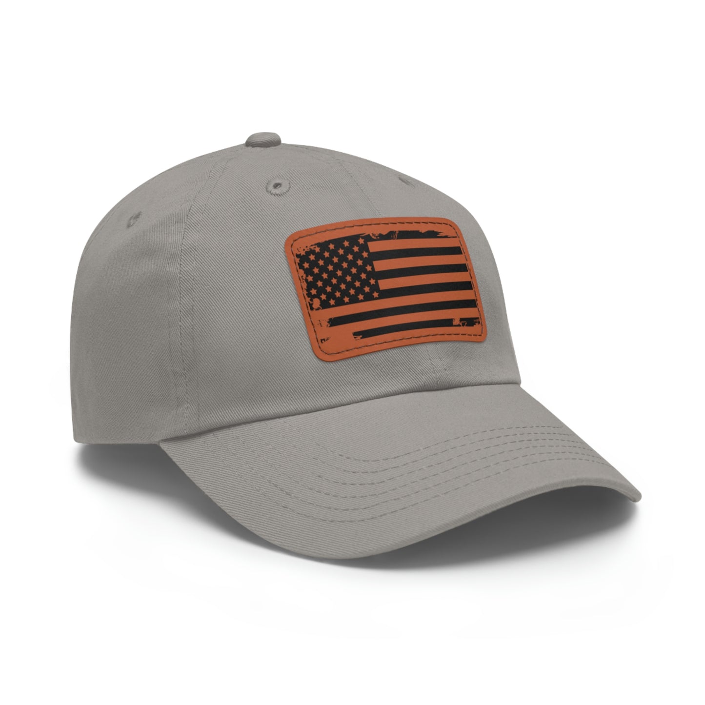 USA Brown Leather Patch (square) Dad Hat