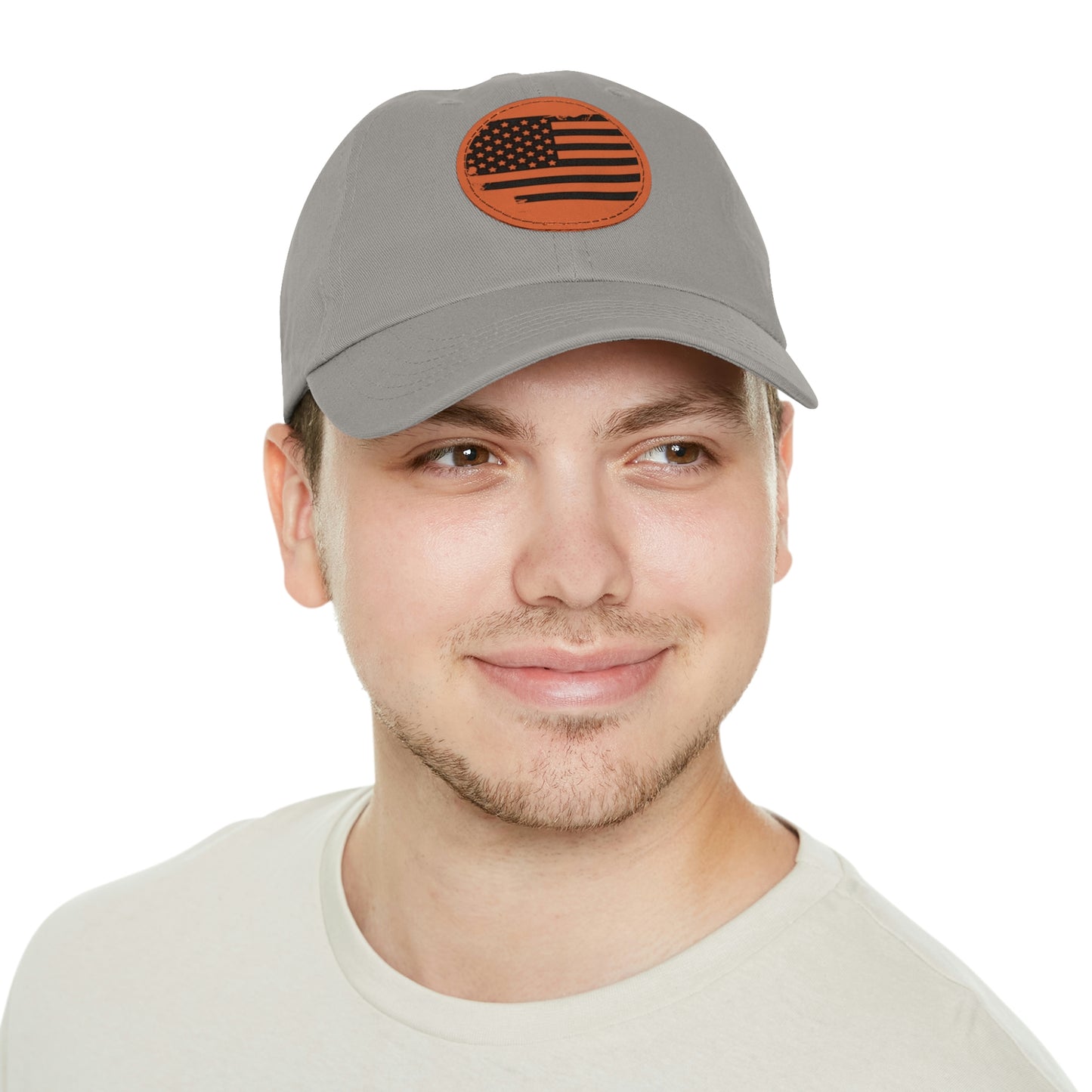 USA Brown Leather Patch Dad Hat