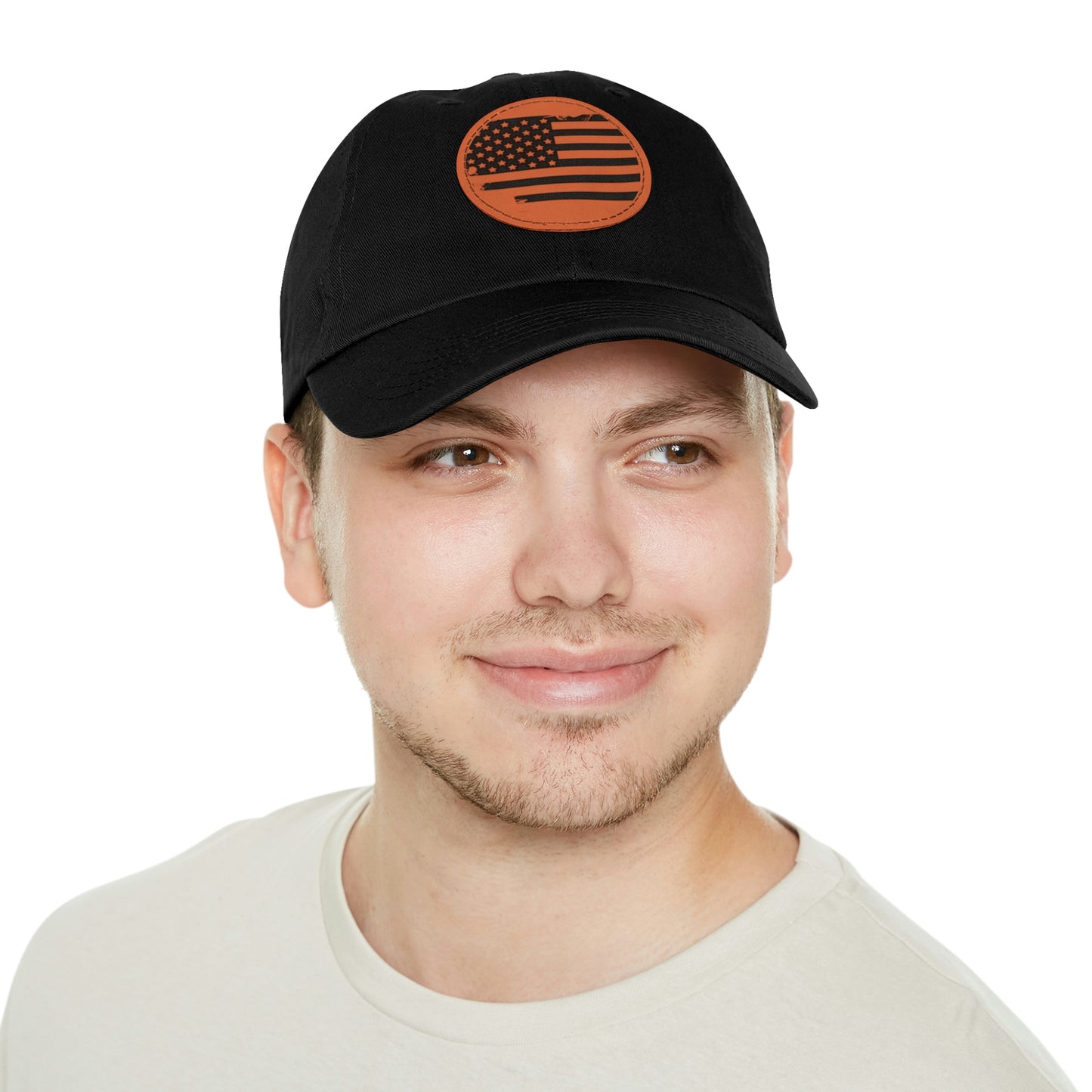 USA Brown Leather Patch Dad Hat