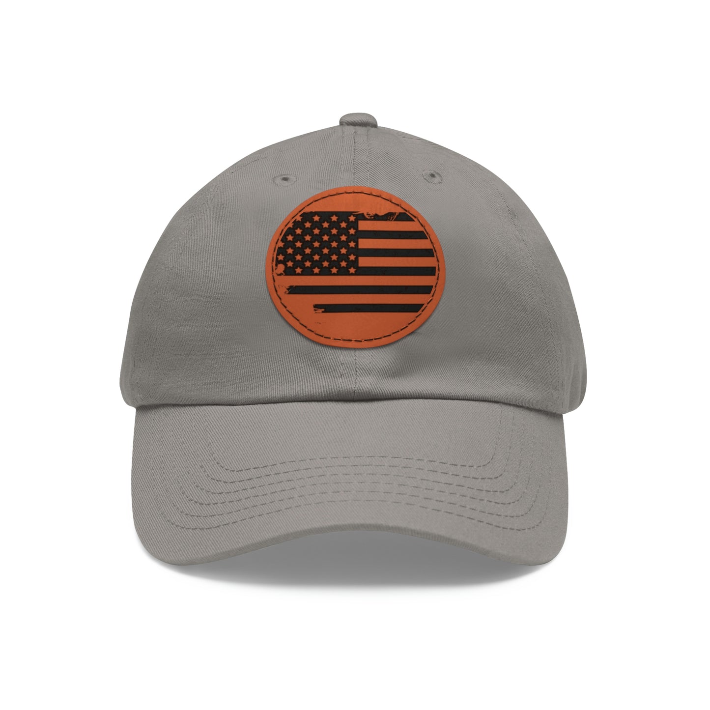 USA Brown Leather Patch Dad Hat