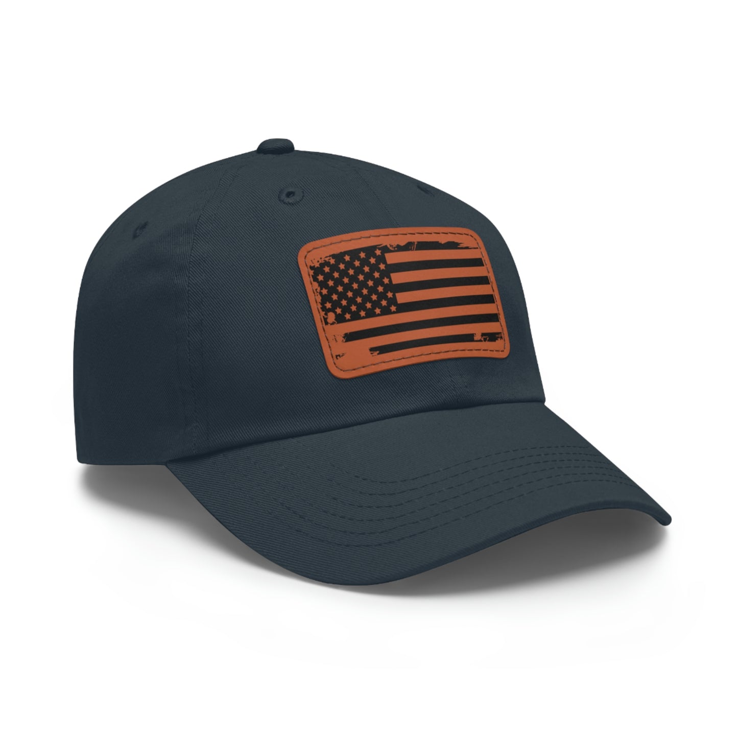 USA Brown Leather Patch (square) Dad Hat