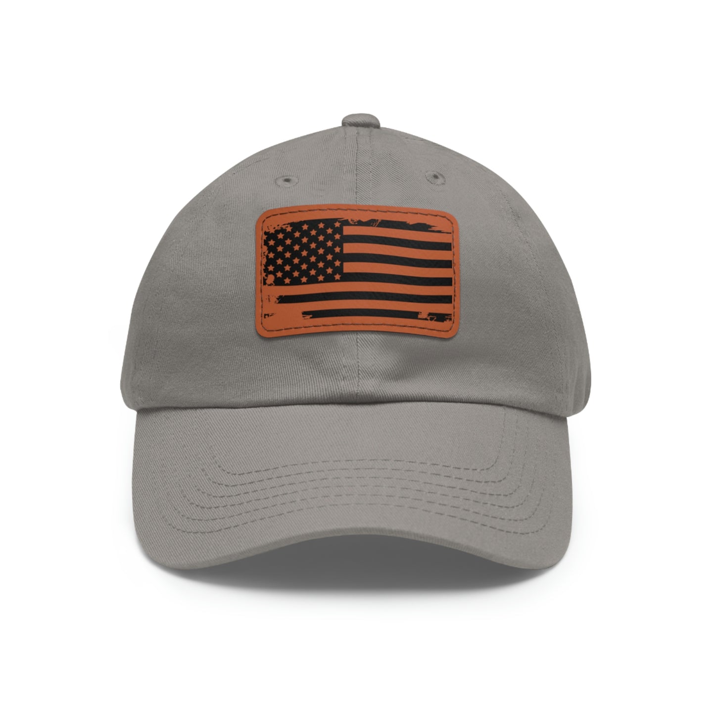 USA Brown Leather Patch (square) Dad Hat