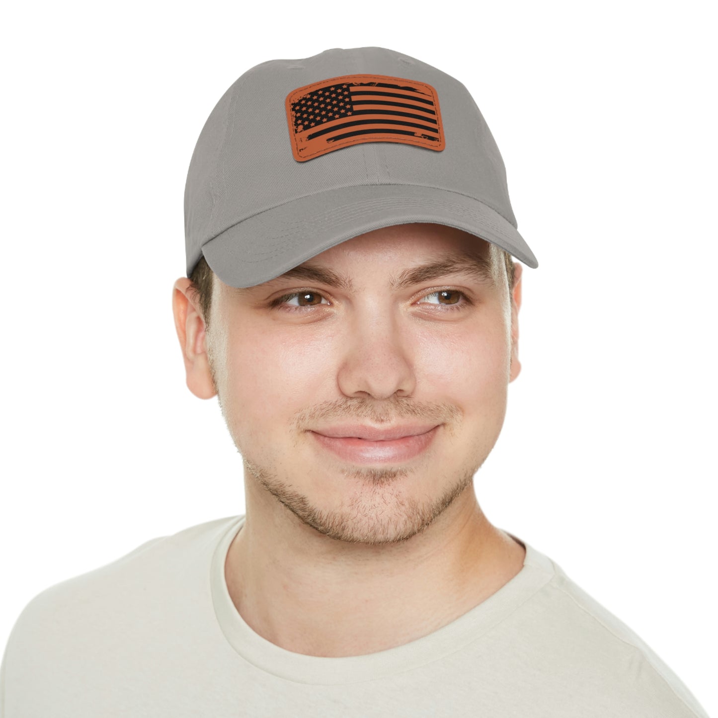 USA Brown Leather Patch (square) Dad Hat