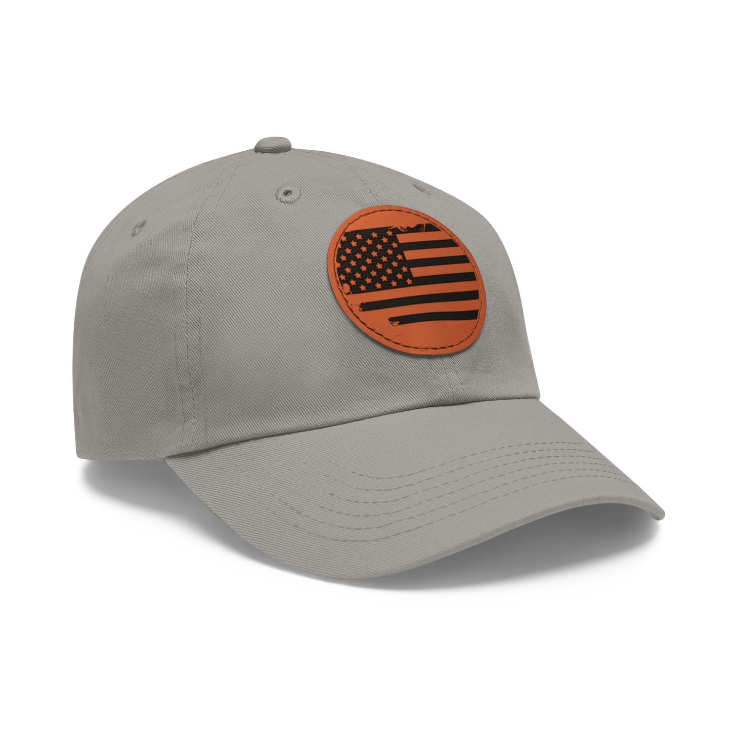 USA Brown Leather Patch Dad Hat