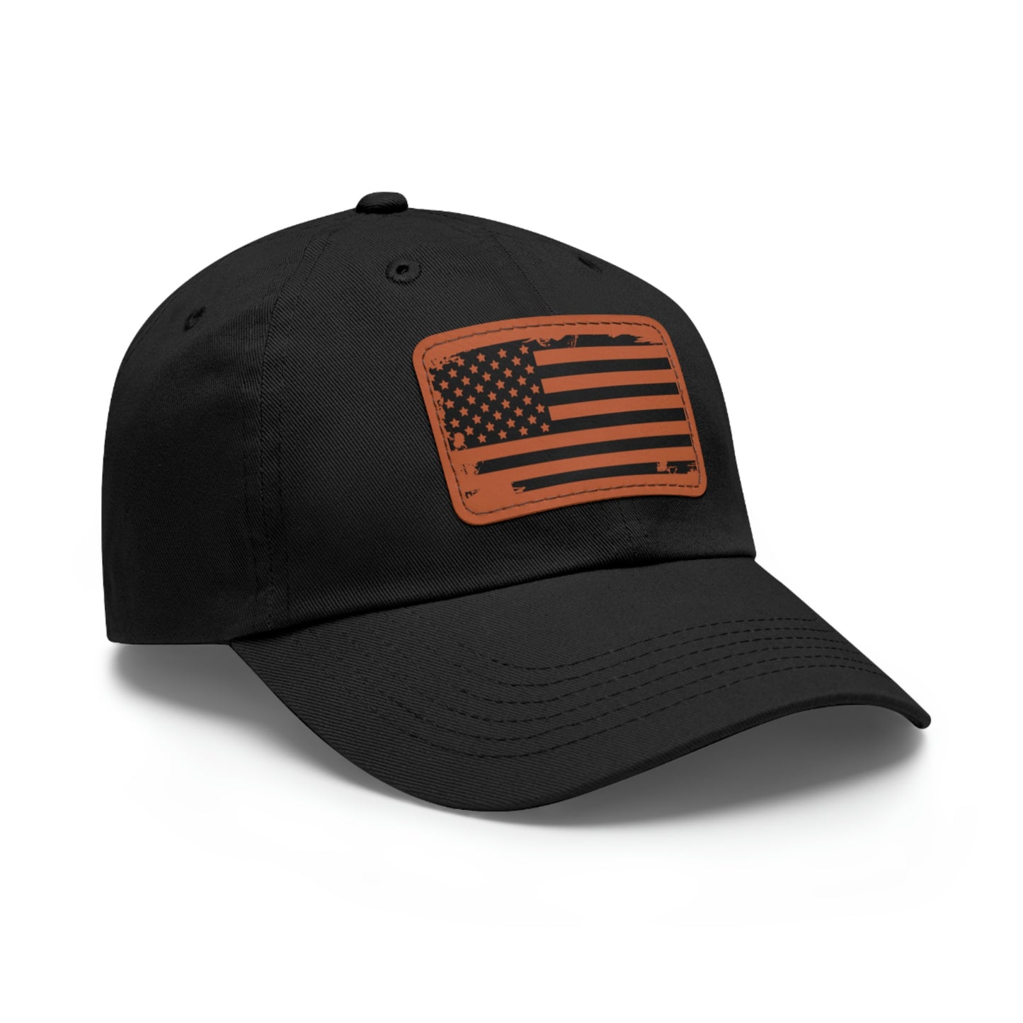 USA Brown Leather Patch (square) Dad Hat