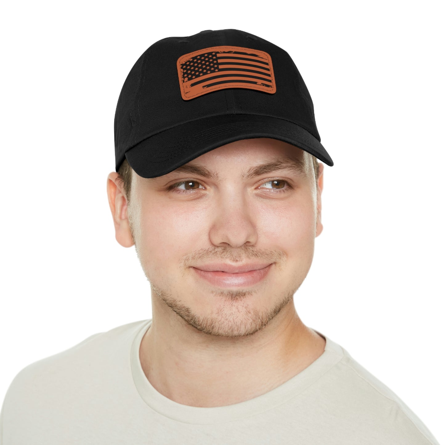 USA Brown Leather Patch (square) Dad Hat
