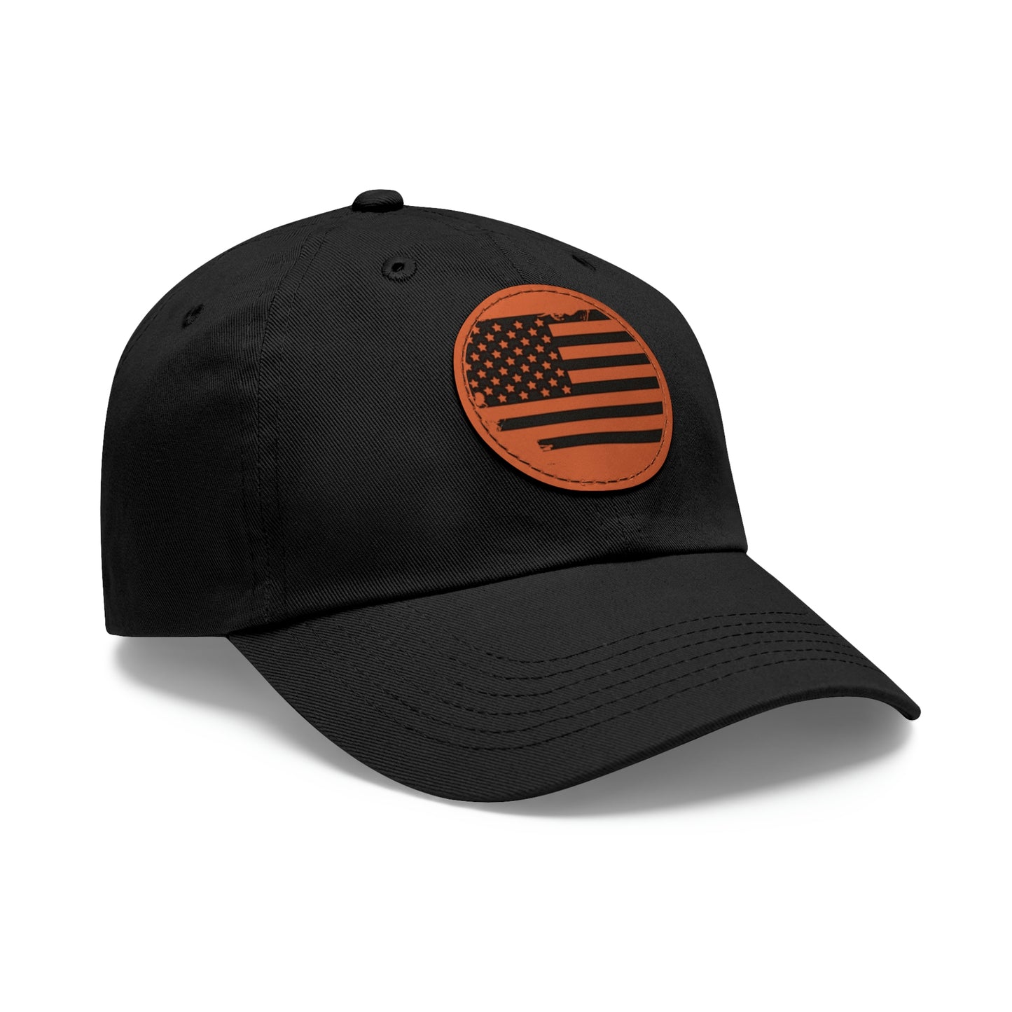 USA Brown Leather Patch Dad Hat