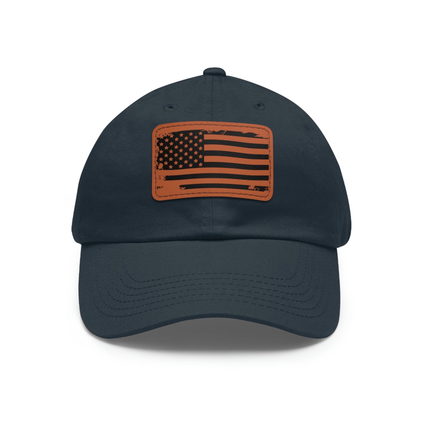 USA Brown Leather Patch (square) Dad Hat