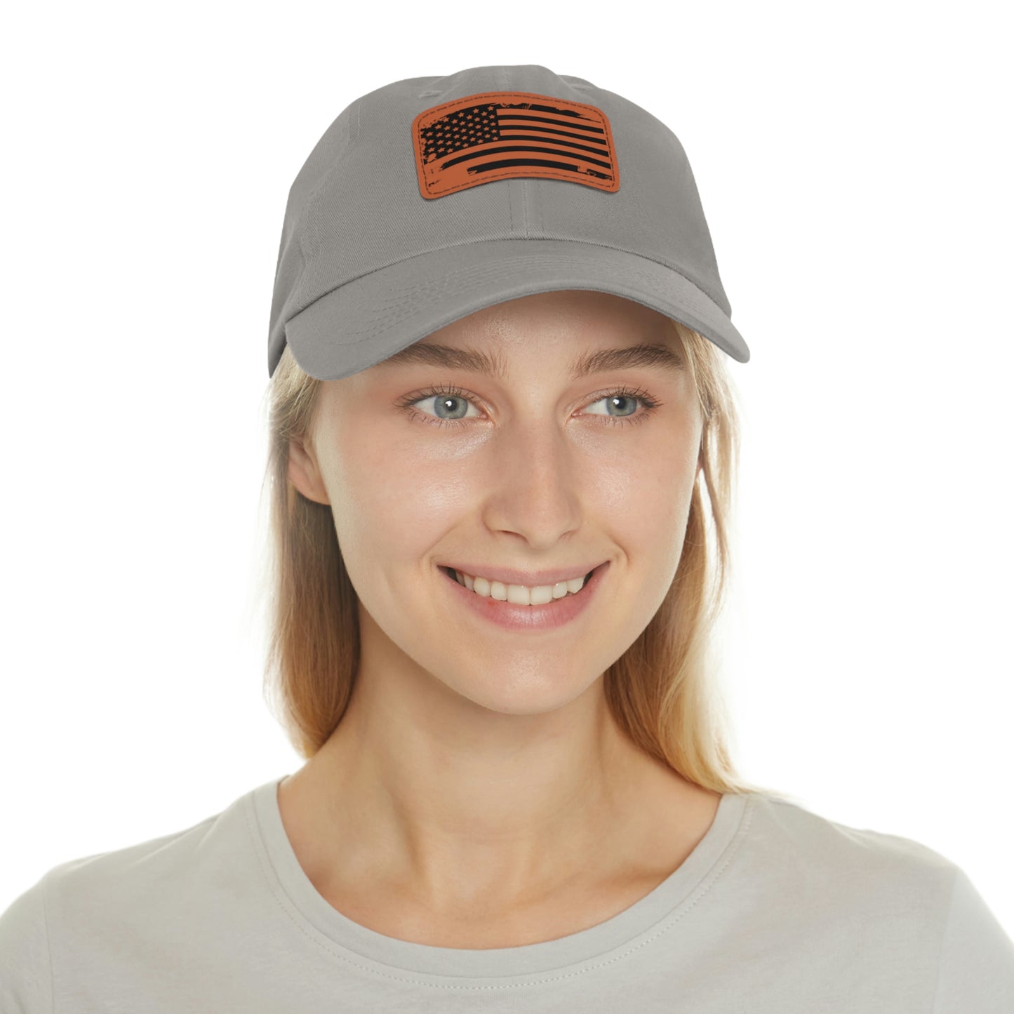 USA Brown Leather Patch (square) Dad Hat