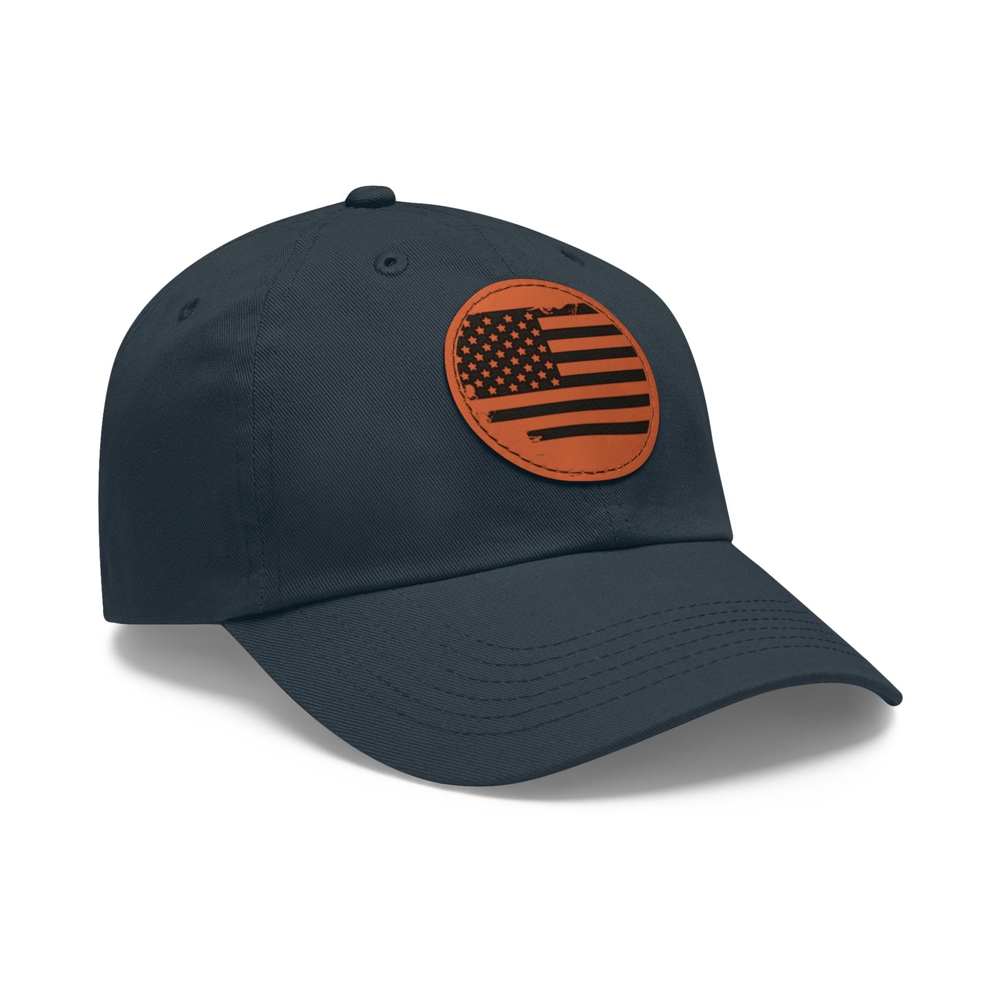 USA Brown Leather Patch Dad Hat