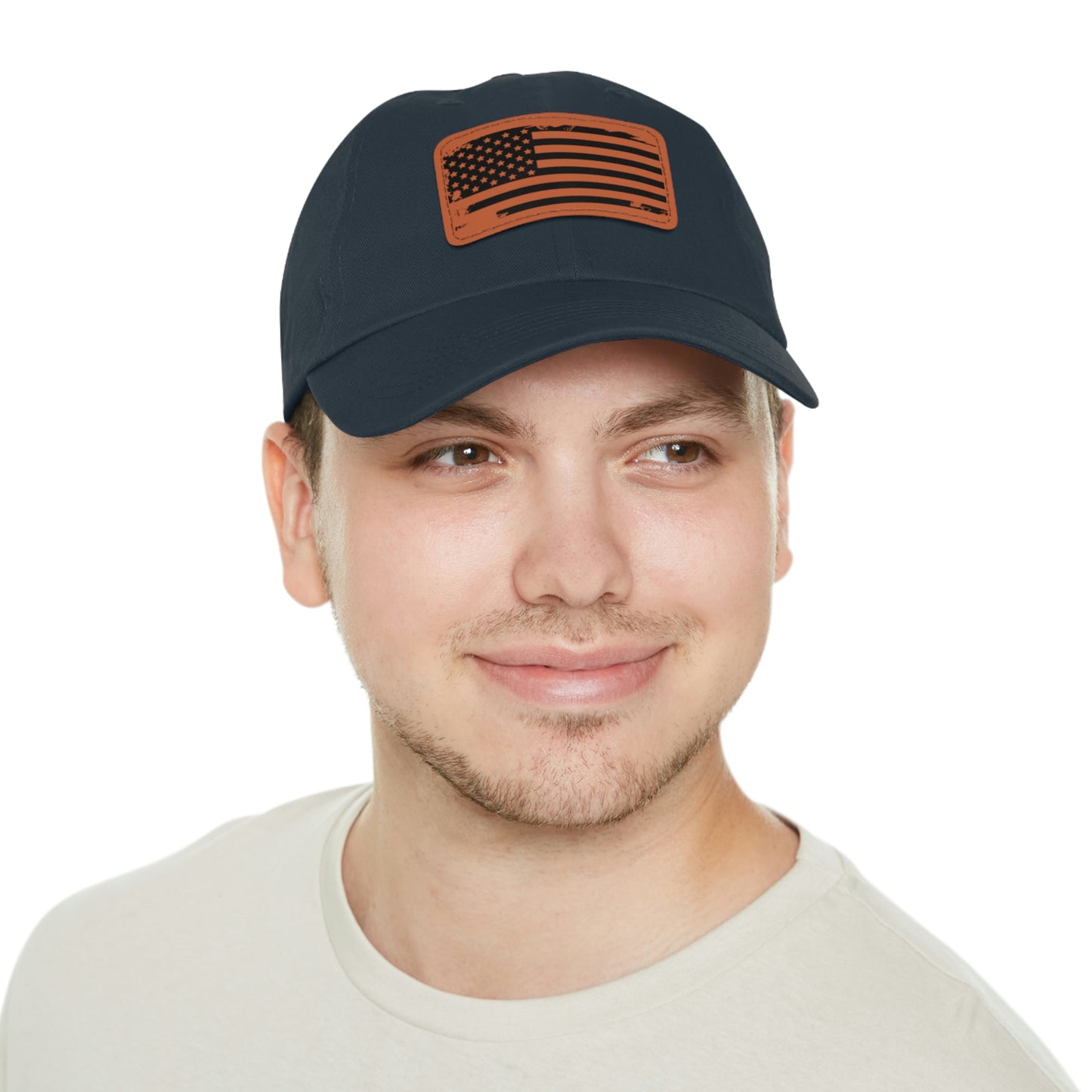 USA Brown Leather Patch (square) Dad Hat