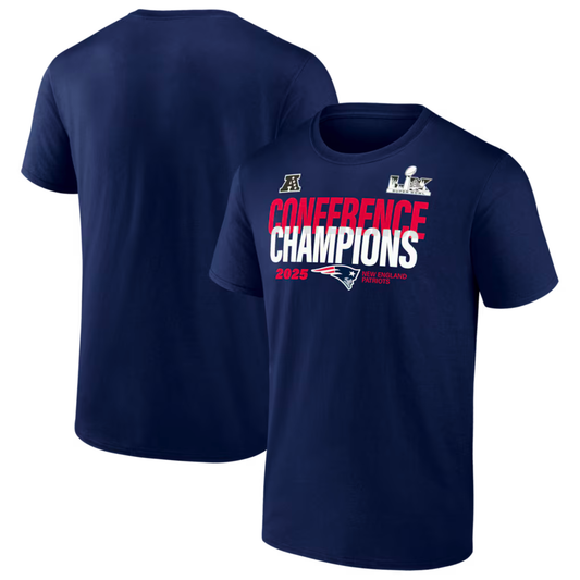 New England Patriots Fanatics 2025 AFC Champions Right Side Draw T-Shirt - Navy