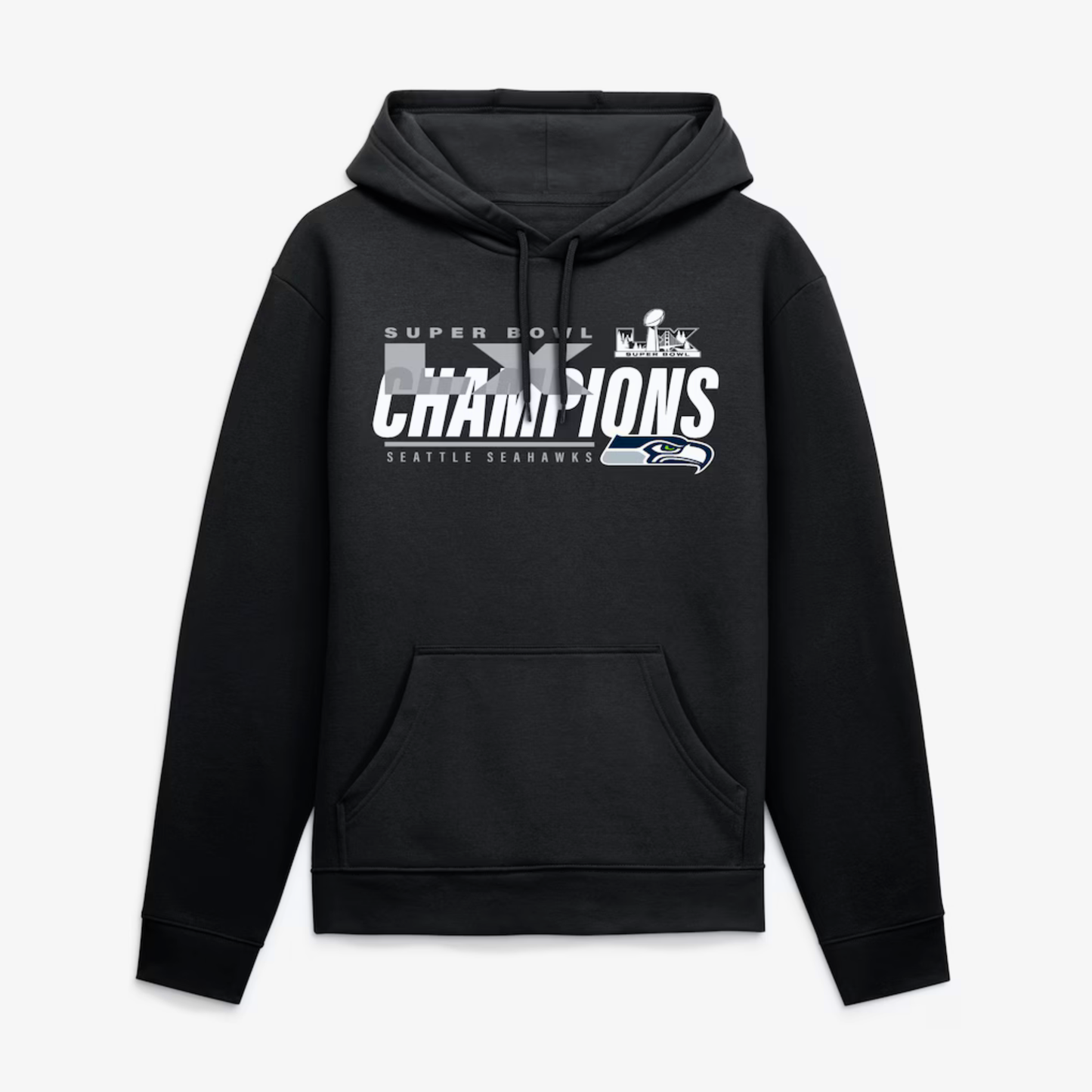 Men's Seattle Seahawks Fanatics Black Super Bowl LX Champions Iconic Victory Hoodie