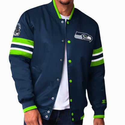 Men's Seattle Seahawks Starter Scout I Full-Snap Varsity Jacket