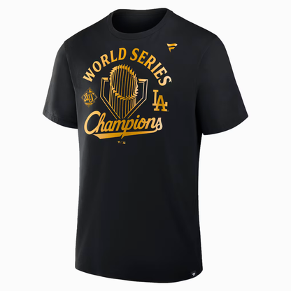 Men's Los Angeles Dodgers Fanatics Black 2025 World Series Champions Locker Room Parade T-Shirt