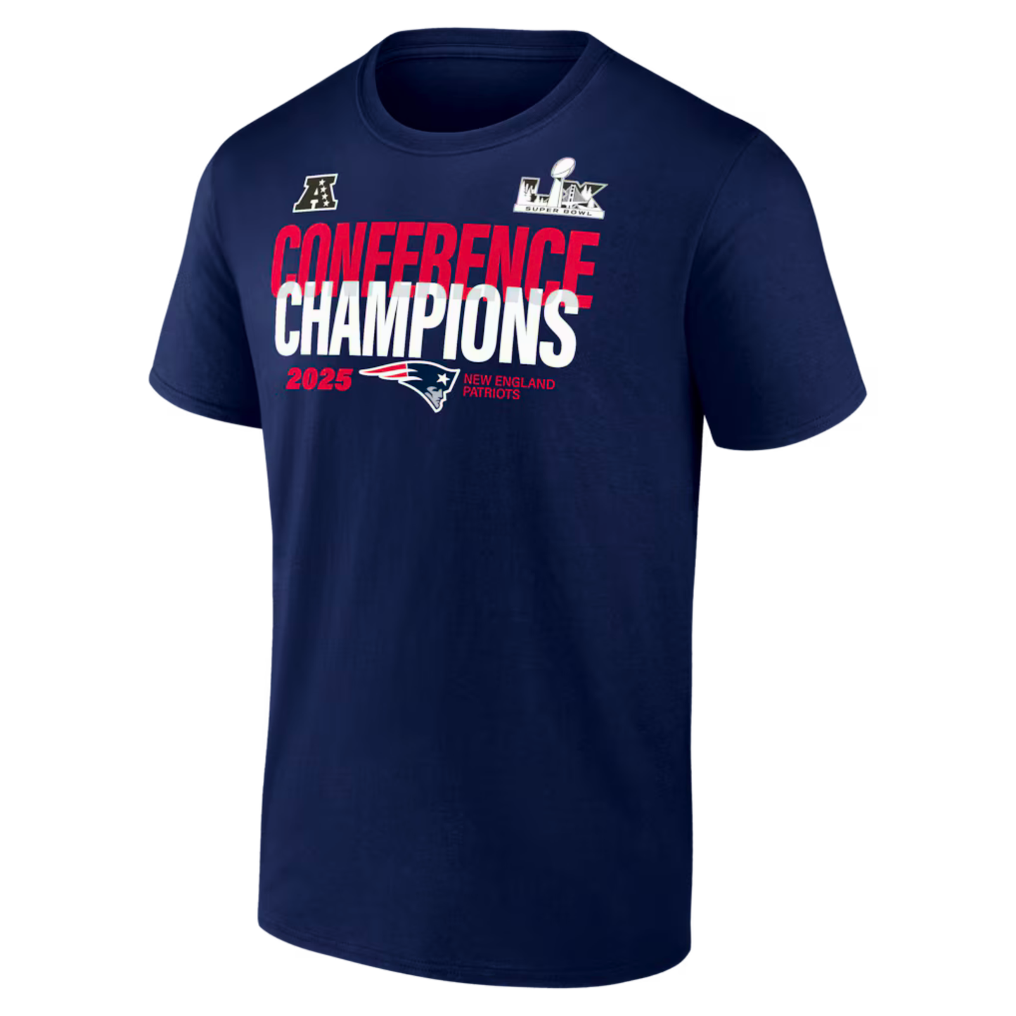 New England Patriots Fanatics 2025 AFC Champions Right Side Draw T-Shirt - Navy