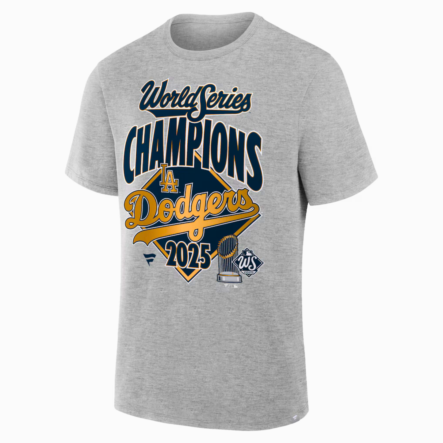 Men's Los Angeles Dodgers Fanatics Heather Gray 2025 World Series Champions Locker Room Replica T-Shirt