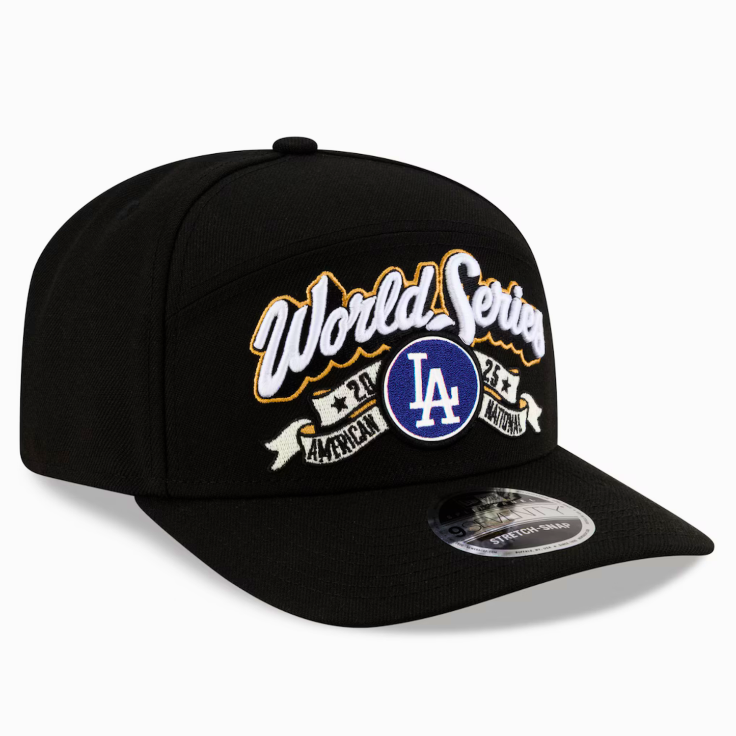 Men's Los Angeles Dodgers New Era Black 2025 National League Champions Locker Room 9SEVENTY Adjustable Hat
