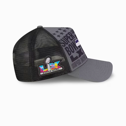 Men's New Era Charcoal Seattle Seahawks Super Bowl LX 9FORTY A-Frame Trucker Adjustable Hat