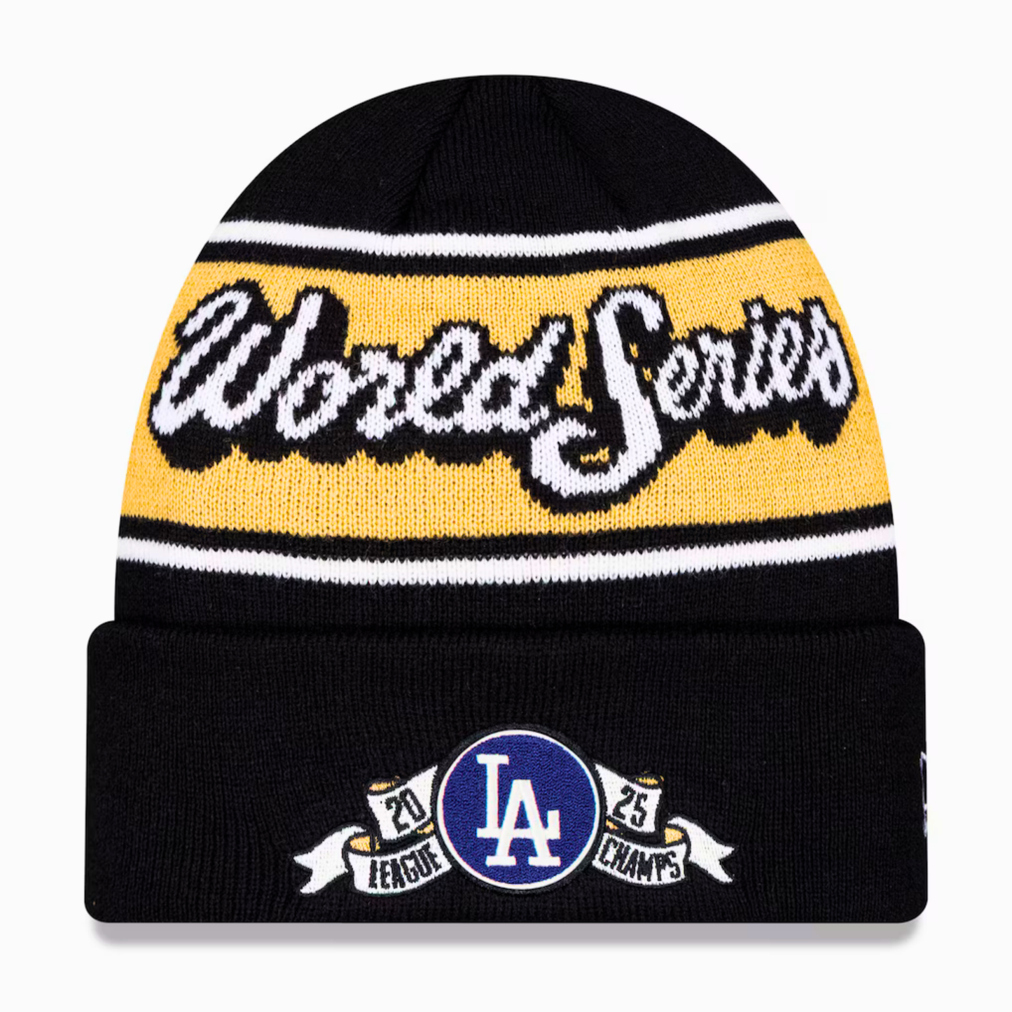 Men's Los Angeles Dodgers New Era Black 2025 National League Champions Locker Room Cuffed Knit Hat