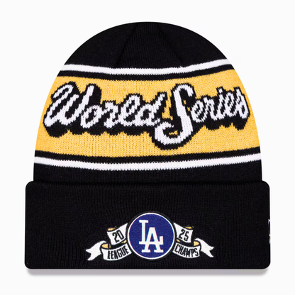 Men's Los Angeles Dodgers New Era Black 2025 National League Champions Locker Room Cuffed Knit Hat